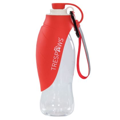 Trespaws Dog Water Bottle with Drinking Bowl in Red Tamu