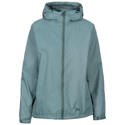 Trespass Womens Waterproof Jacket Tayah II in Teal mist, Front view on mannequin