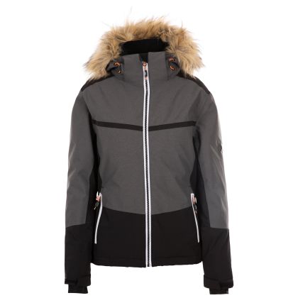 Trespass Women's Ski Jacket TP75 Temptation in BLACK, Front view on mannequin