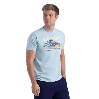 Mens Casual Printed T-Shirt Thelon In Seafoam Marl