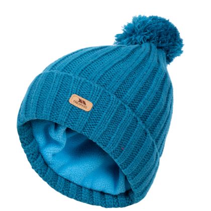 Unisex Kids  Knitted Hat Thorns in Bondi_BLUE, Hat at angled view