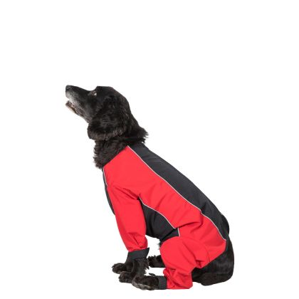 Trespaws Medium Waterproof Dog Coat With Legs Tia in Black/Red