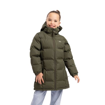 Tiffy Girls' Padded Casual Jacket in Khaki, Front view on mannequin