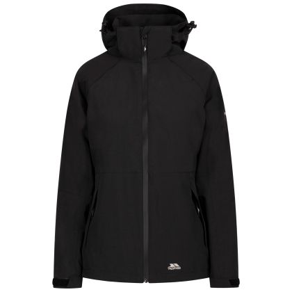 Trespass Womens Waterproof Jacket Tp75 Tilbury in Black, Front view on mannequin