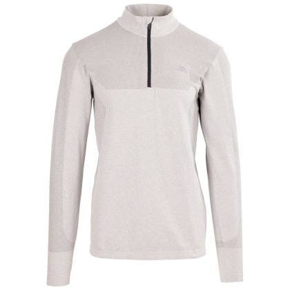 Trespass Men's Active Seamless Top TP75 Timso in PLATINUM MARL, Front view on mannequin