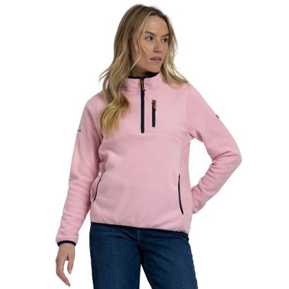 Womens Fleece Tister in Pink Peony, Front view on mannequin