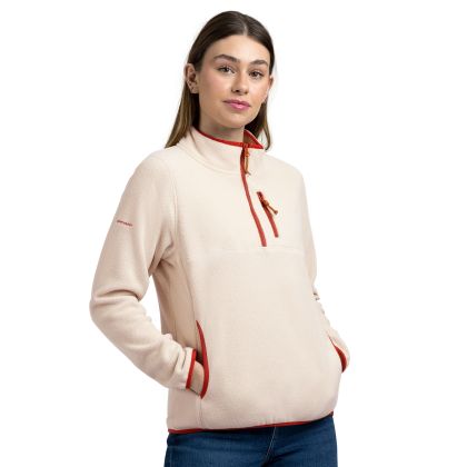Womens Fleece Tister In Soft Stone, Front view on mannequin
