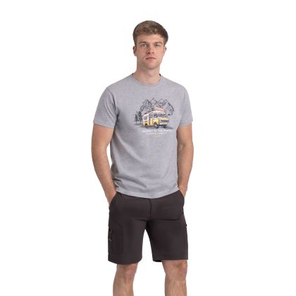 Mens Short Sleeve T-Shirt Tokso In Grey Marl, Front view on mannequin