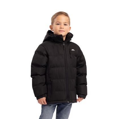 Tuff Boys' Padded Casual Jacket in Black, Front view on mannequin