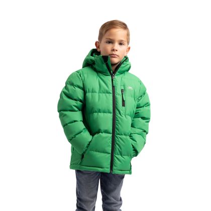 Tuff Boys' Padded Casual Jacket in Green, Front view on mannequin