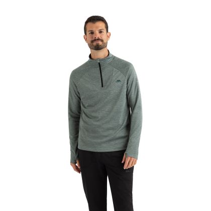 Mens Long Sleeve Top Valin in Green Willow Marl, Front view on mannequin