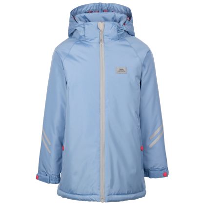 Trespass Kids Waterproof Jacket Valleyfield in Cornflower, Front view on mannequin