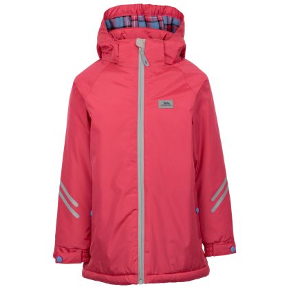 Trespass Kids Waterproof Jacket Valleyfield in Strawberry, Front view on mannequin