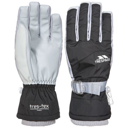 Trespass Kids Waterproof Ski Gloves Vizza II in Black