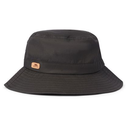 Trespass Adults Bucket Hat Black Inner Check Detail in Black Waxy