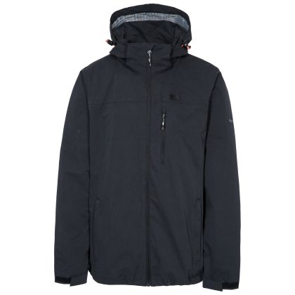 Trespass Mens Waterproof Jacket in Black Weir, Front view on mannequin