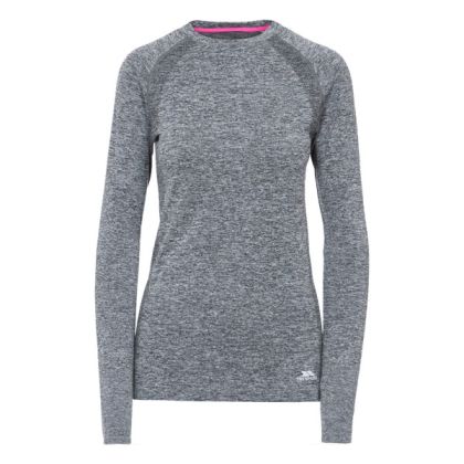 Welina Women's Long Sleeve Active T-Shirt in Black, Front view on mannequin