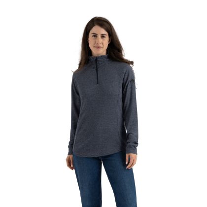 Womens Long Sleeve Active Top Willstone In Navy Marl, Front view on mannequin
