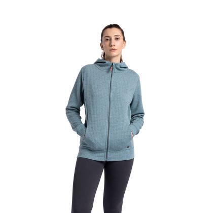 Trespass Women's Zip Up Hoodie Winnie in Teal mist, Front view on mannequin