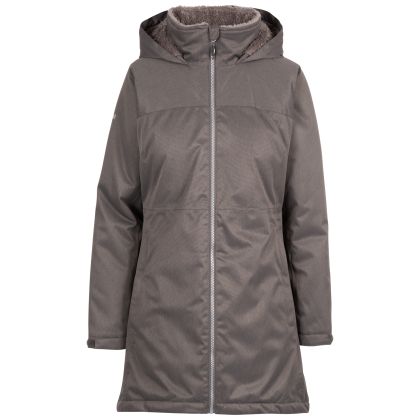 Women's Waterproof Jacket TP75 Wintry in DARK GREY MARL, Front view on mannequin