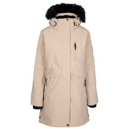 Womens Waterproof Jacket Tp75 Zambel in Vintage Khaki, Front view on mannequin