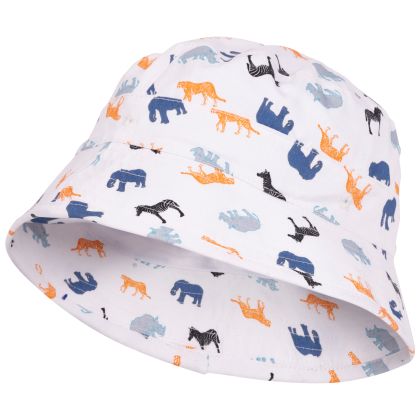 Trespass Kids Bucket Hat Zebedee in White Safari, Hat at angled view